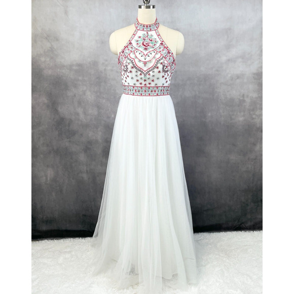 Blondie Nites Prom Dress Gown Size 11 Formal Tulle Embroidered Fairy Wedding Y2K - Picture 2 of 13